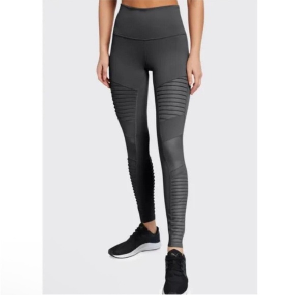 ALO Yoga Charcoal gray Ribbed moto Leggings size xxs - Picture 1 of 3